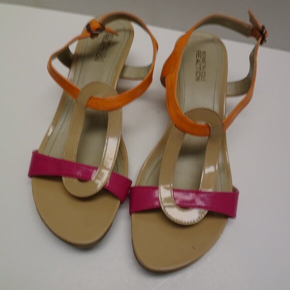 Kenneth Cole reaction beige, pink, orange Sandals 7.5 M - Picture 2 of 6